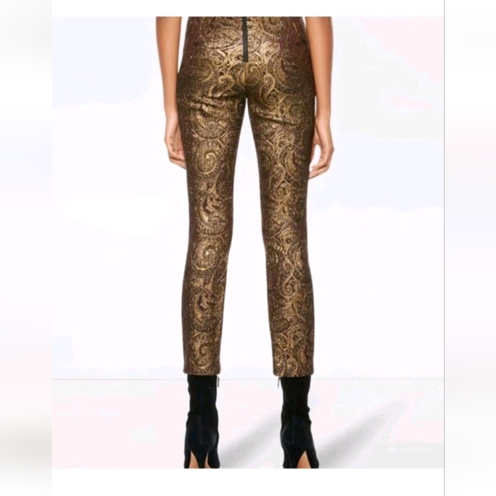 Alice + Olivia  Lamè Paisley Printed Straight Leg Pants Size 10 NWT - Picture 13 of 15
